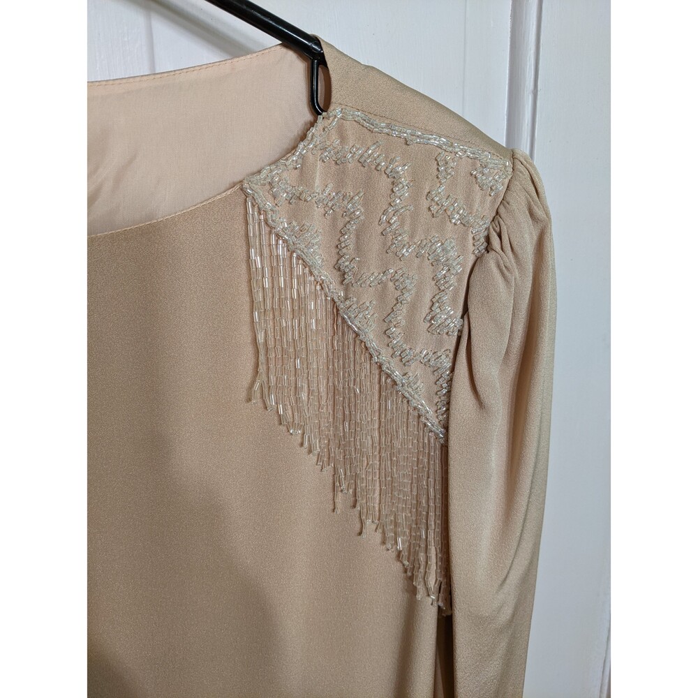 Vintage Rina diMontella Beaded 80s Silk Dress Size 14 - Picture 8 of 8